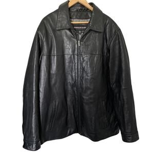 Charles Klein Genuine Leather Jacket Black S Collar Zip Pockets Size 2x